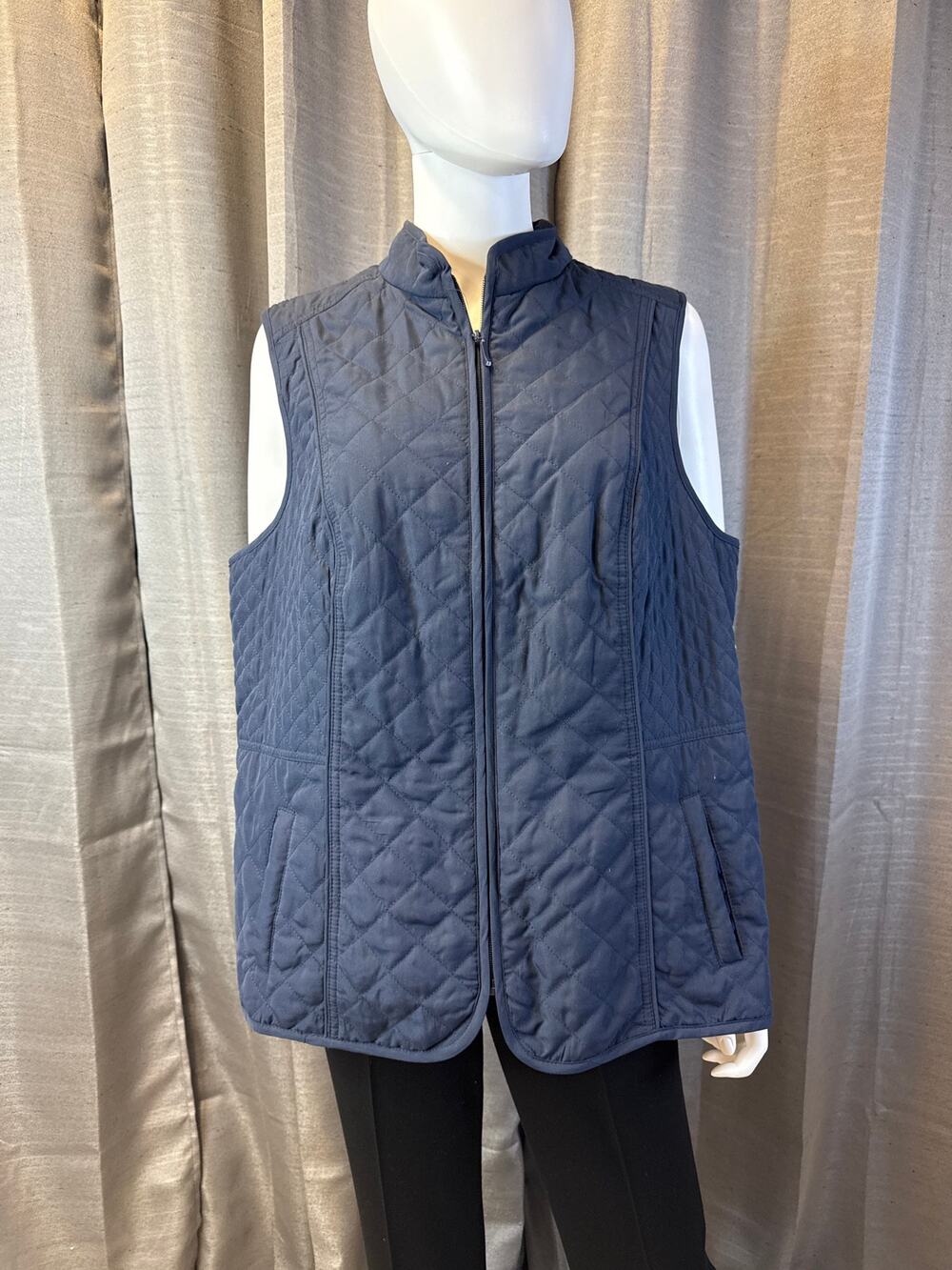 Navy Cotton Polyester Quilted Vest Sz XL